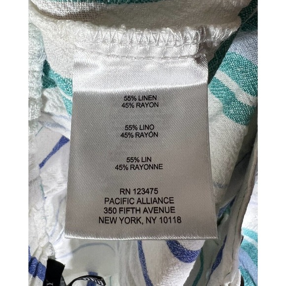 Ellen Tracy Linen Rayon Striped Pull On Pants Womens Size XL Pockets - Picture 5 of 16